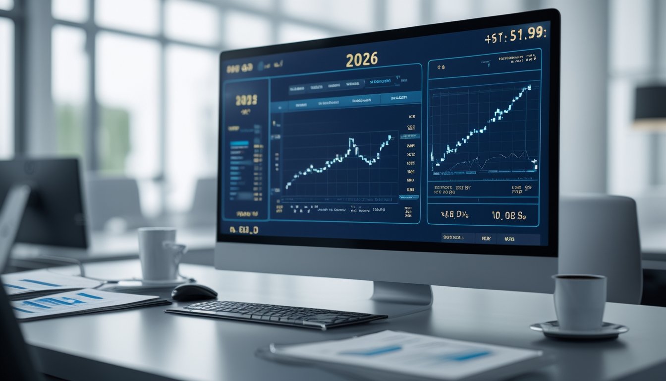 Seorang profesional sedang menganalisis data peluang menang dan RTP permainan slot di sebuah ruang kerja modern.