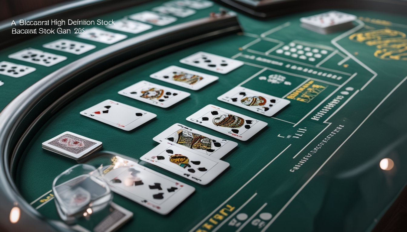 Meja kasino dengan kartu baccarat dan kartu pola yang tersusun rapi untuk menunjukkan cara membaca pola kartu.