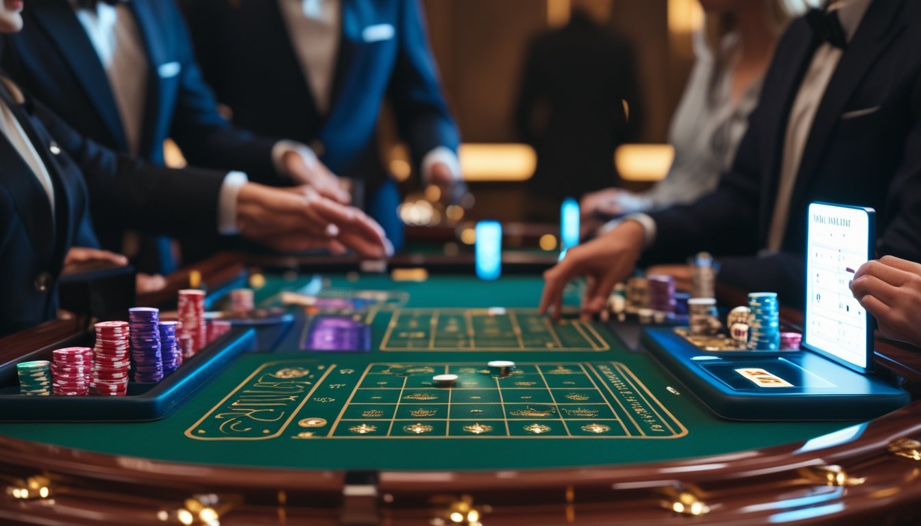 Meja baccarat di kasino dengan pemain yang sedang bermain, memperlihatkan perbedaan antara permainan klasik dan varian modern.