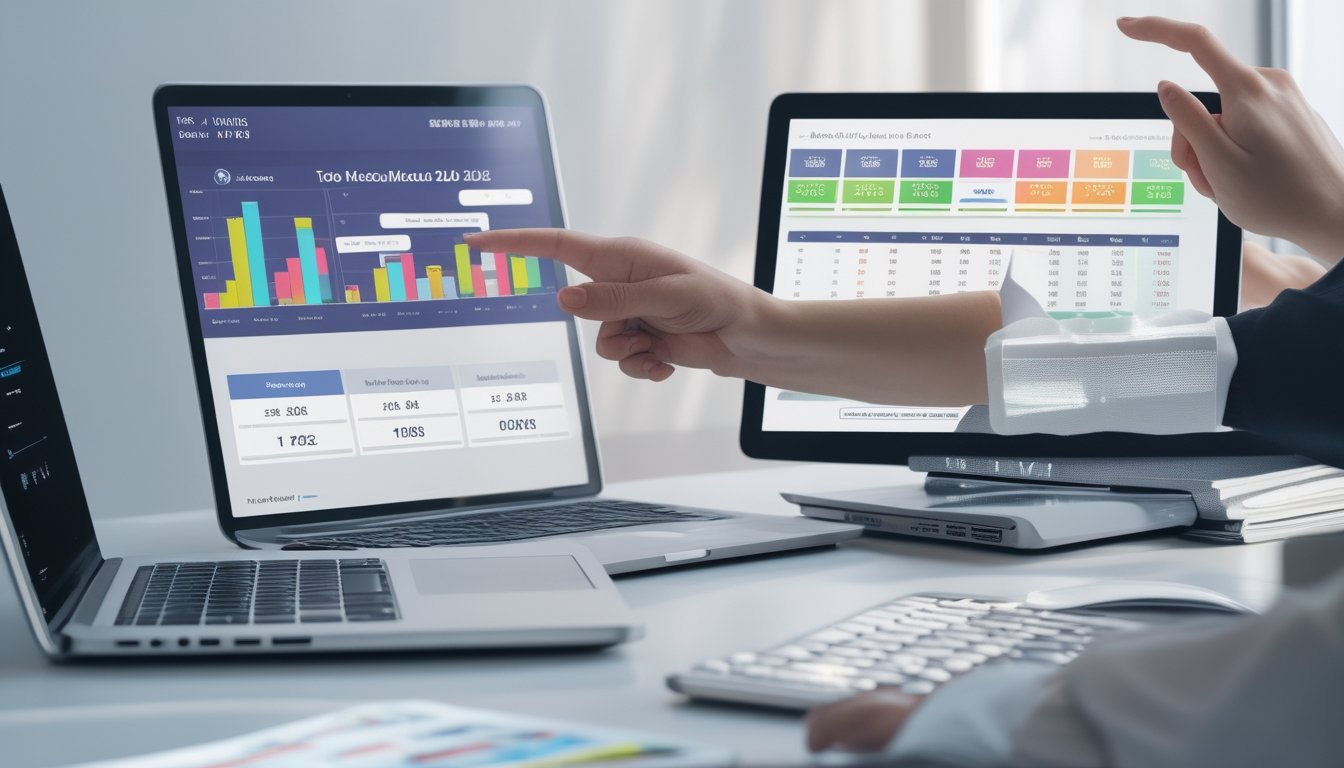 Seseorang sedang menganalisis data hasil undian Toto Macau 2D terbaru tahun 2026 di meja kerja dengan perangkat digital.