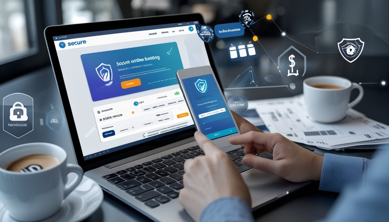 Seseorang menggunakan laptop dan ponsel untuk melakukan transaksi deposit dan penarikan uang secara aman di agen judi online terpercaya.