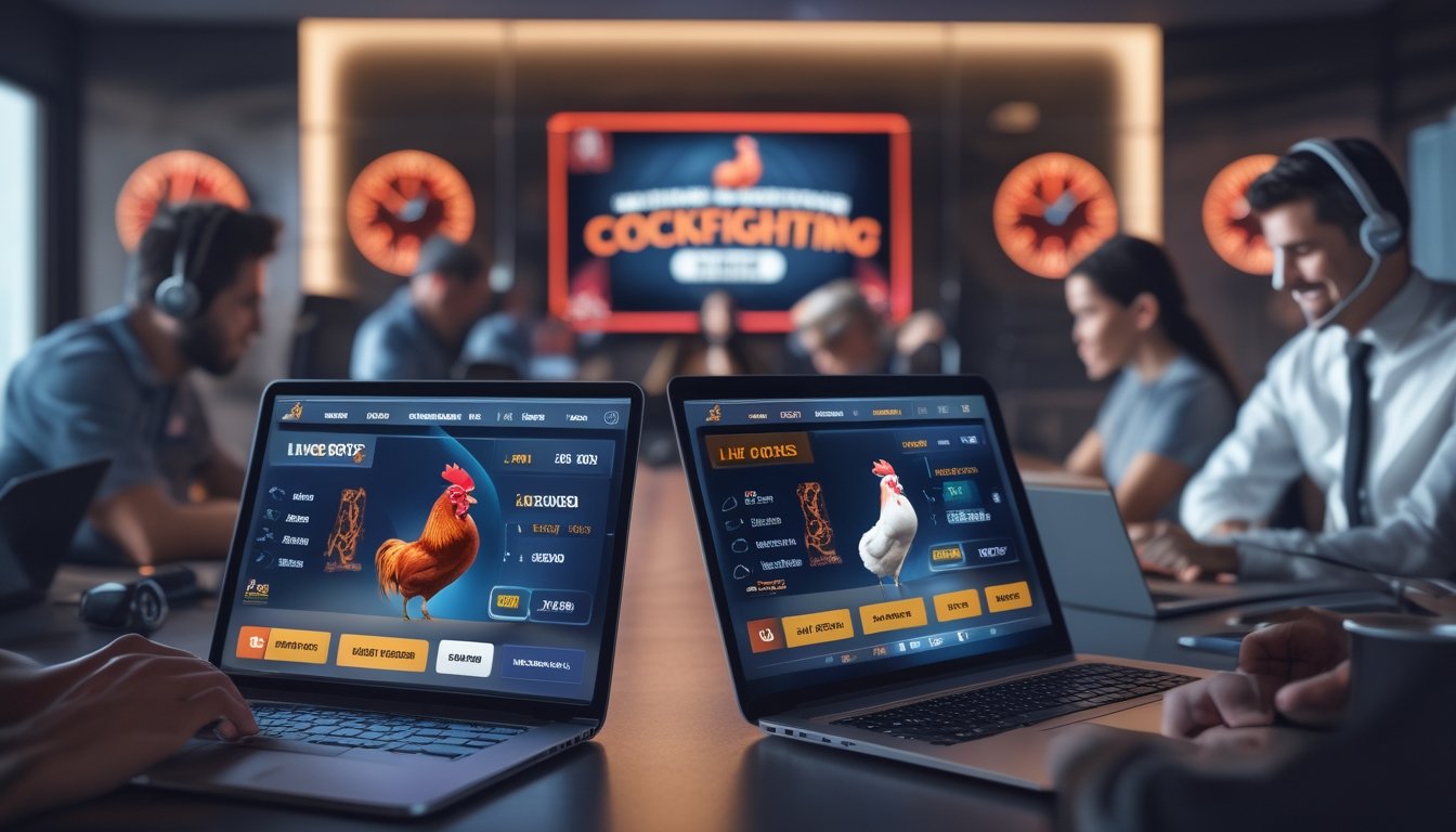 Orang-orang menggunakan perangkat digital untuk taruhan online sabung ayam dengan layanan 24 jam.