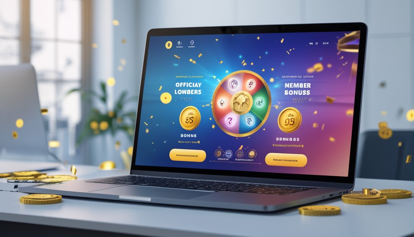 Seorang pengguna mengakses situs togel resmi di laptop dan ponsel dengan latar meja kerja yang terang dan rapi.
