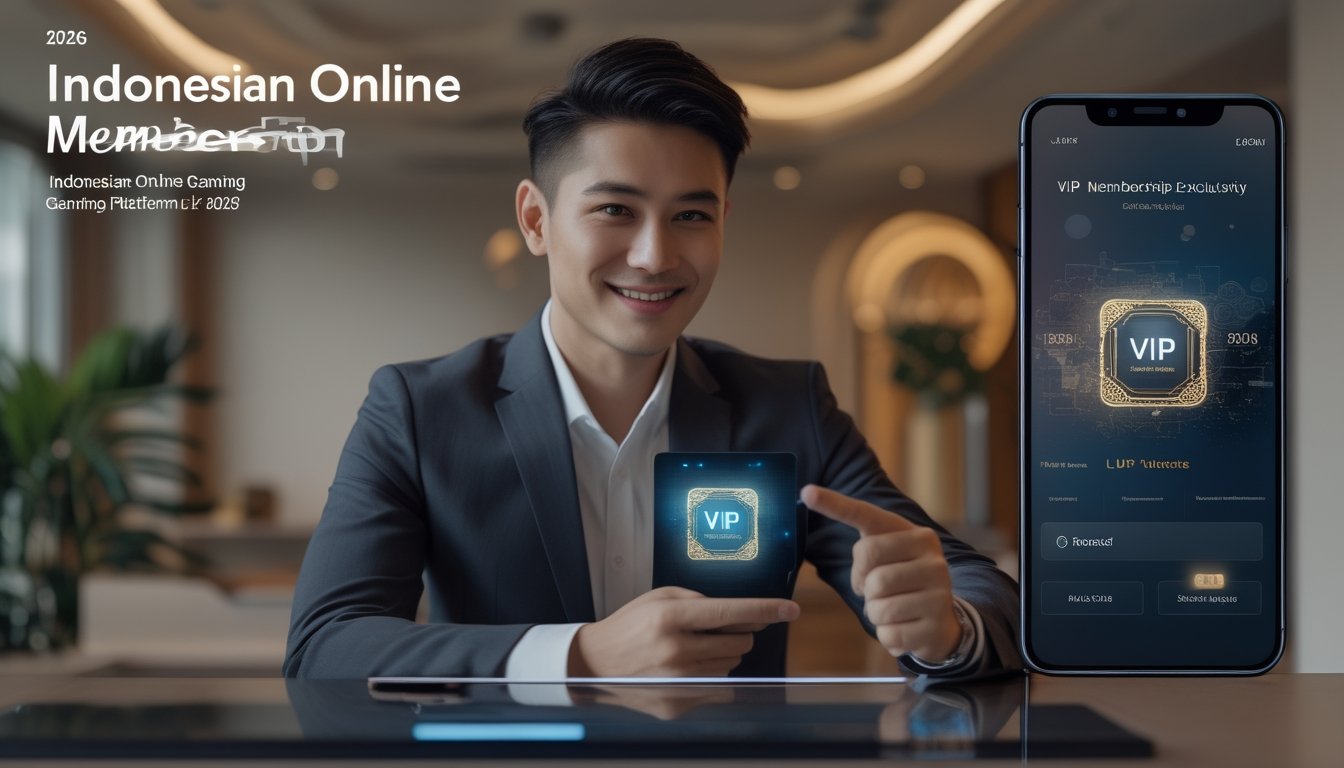 Seorang pria Asia Tenggara mengenakan pakaian rapi sedang memegang ponsel dengan latar belakang kantor modern yang elegan.
