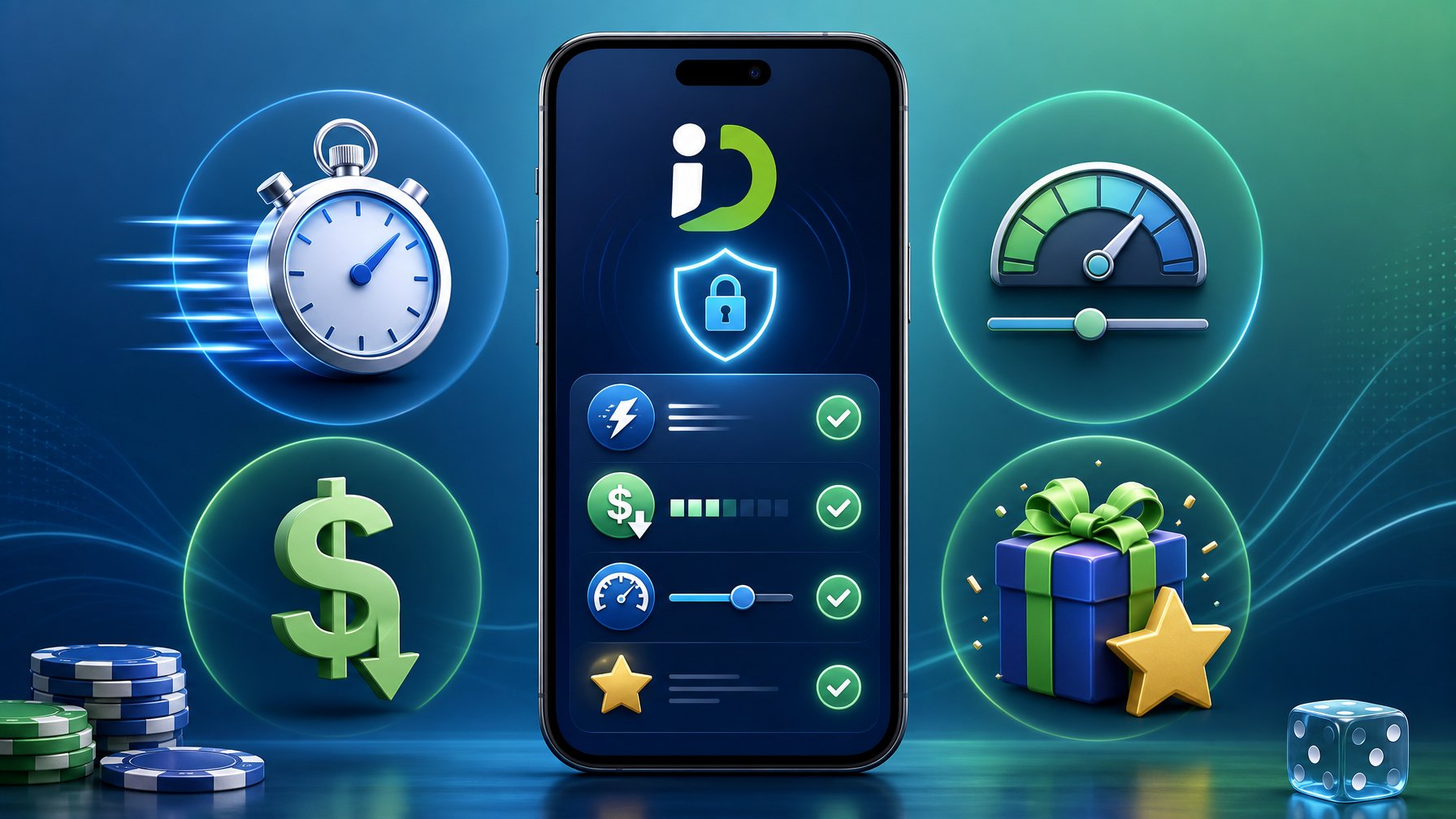 A Smartphone Displaying A Digital Payment Interface Surrounded By Icons Representing Speed, Fees, Limits, And Bonus Rewards.