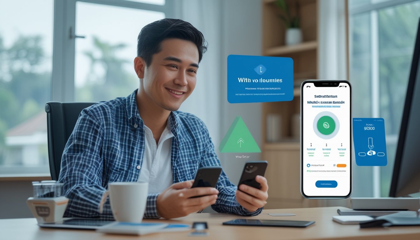 Pengguna Indonesia melakukan transaksi deposit pulsa melalui ponsel dengan tampilan aman dan praktis.