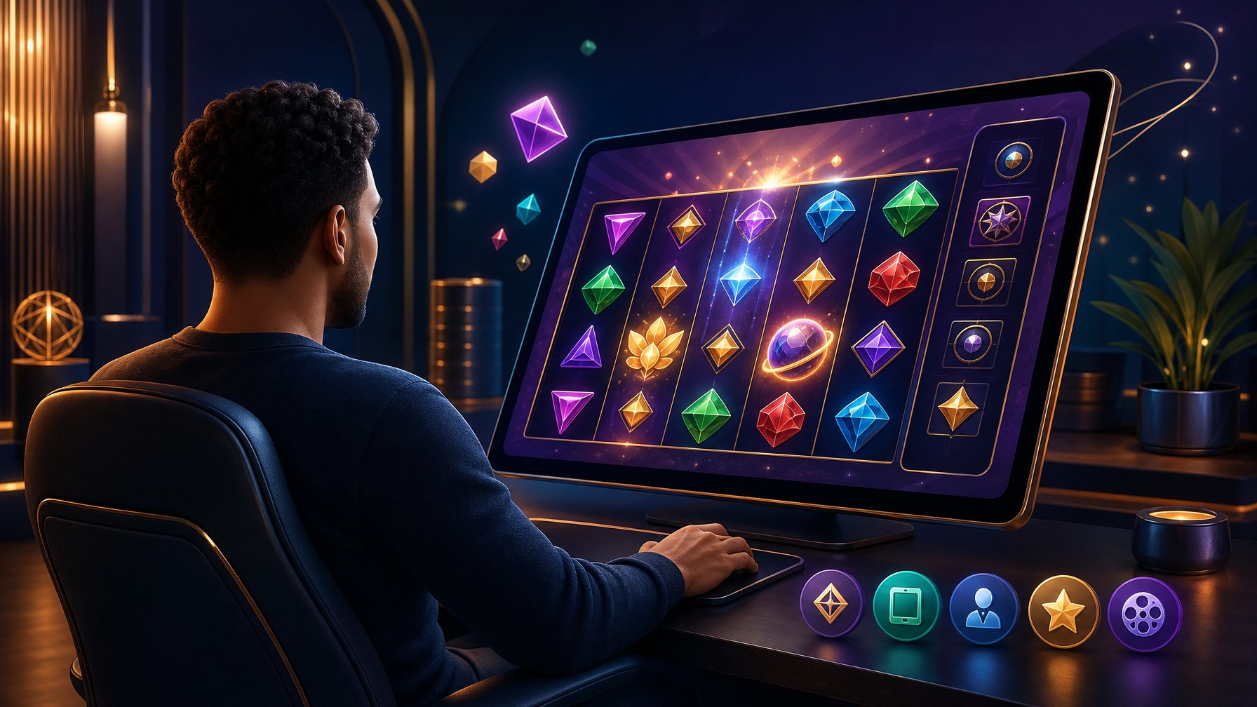 A Player Exploring A Colorful Digital Casino Game Interface On A Modern Screen.