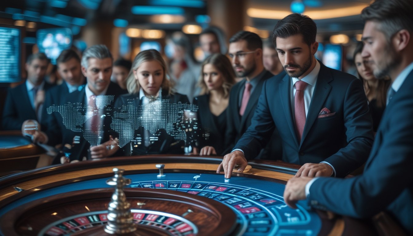 Pemain dewasa menikmati permainan roulette cepat dengan bantuan teknologi kecerdasan buatan di kasino modern.