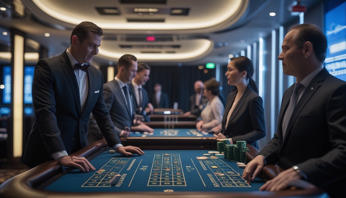 Dealer membandingkan permainan baccarat cepat dengan meja baccarat standar di kasino.