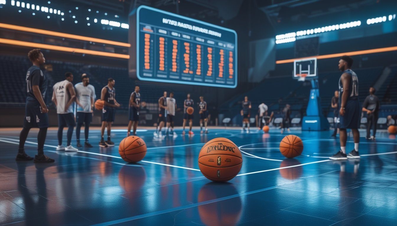 Pemain basket dan analis membahas proyeksi kekuatan skuad di studio olahraga modern.