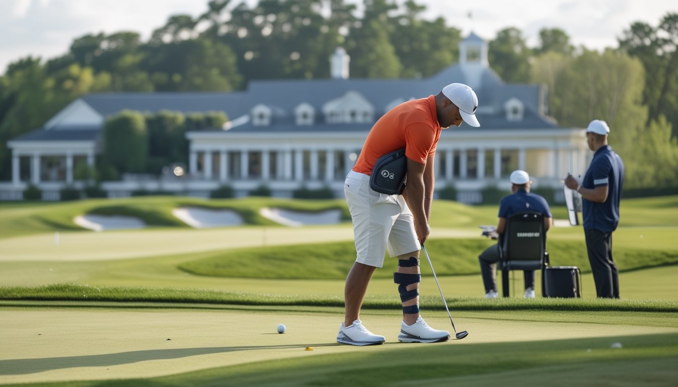 Pemain golf menjalani pemeriksaan kebugaran dan kondisi cedera di lapangan golf.