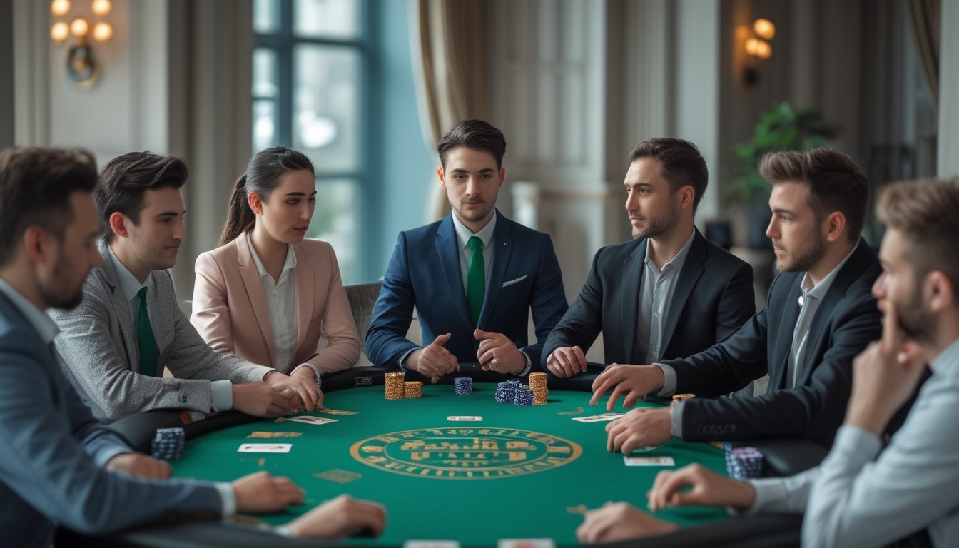 Para pemain tuli mengikuti turnamen poker di ruang kompetisi dengan menggunakan bahasa isyarat.