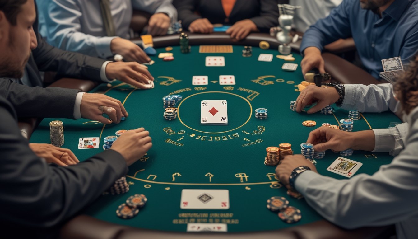 Pemain poker menilai kartu awal berdasarkan posisi di meja Texas Hold’em.