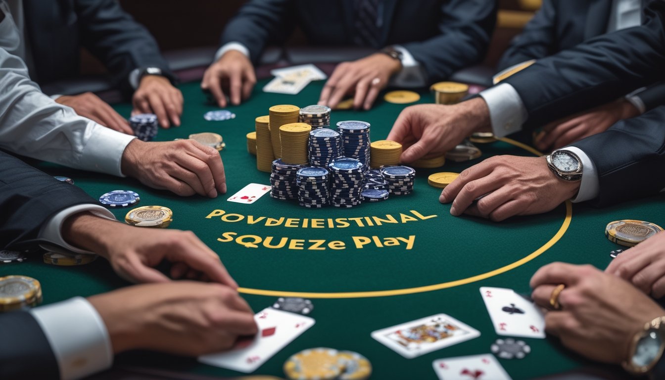 Pemain poker mendorong tumpukan chip ke tengah meja saat lawan mempertimbangkan langkah mereka.
