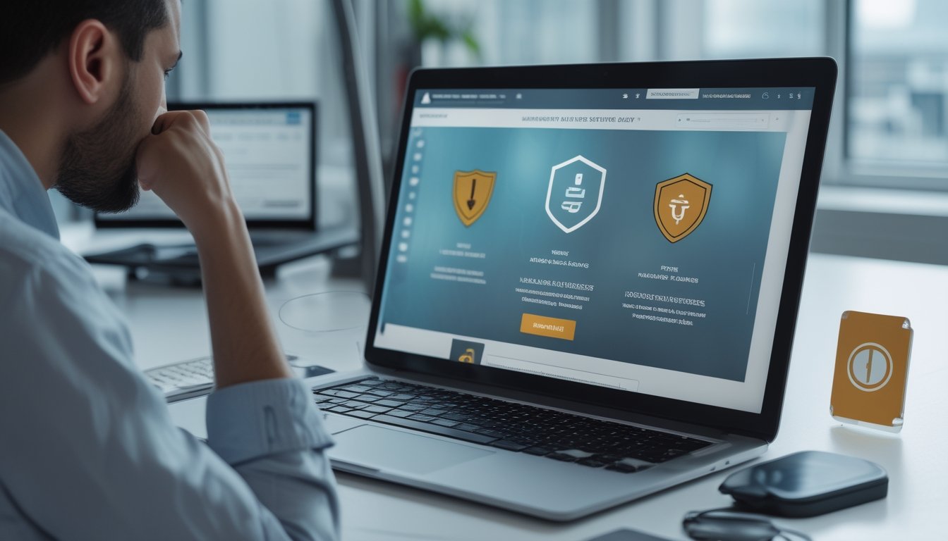 Seseorang memeriksa situs taruhan online yang tampak mencurigakan menggunakan laptop dan ponsel.