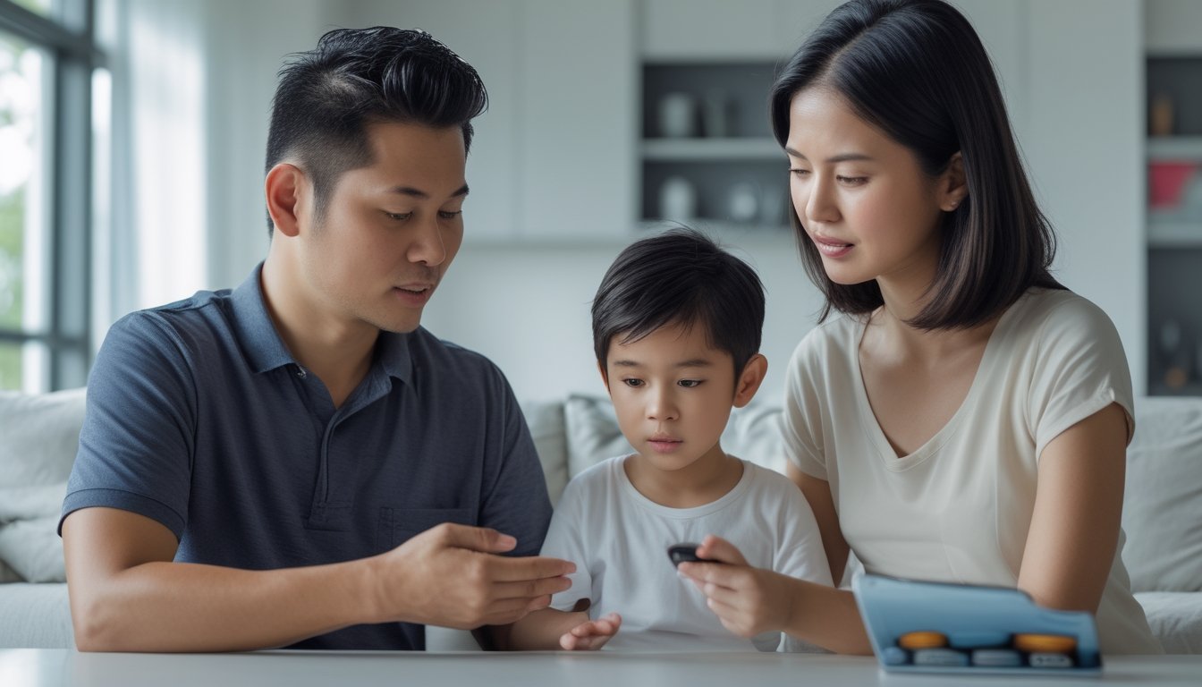Orang tua mendampingi anak menjauh dari penggunaan ponsel terkait judi online.