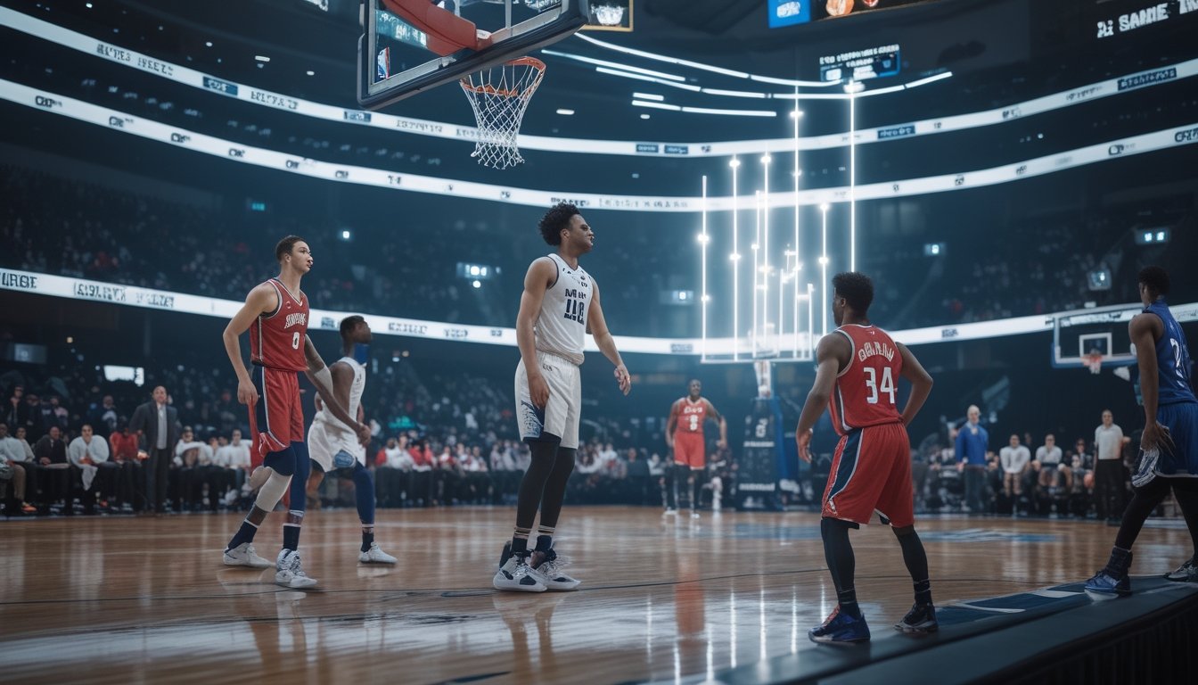 Pertandingan bola basket berlangsung sengit saat tim yang tertinggal berusaha melakukan comeback pada kuartal keempat.