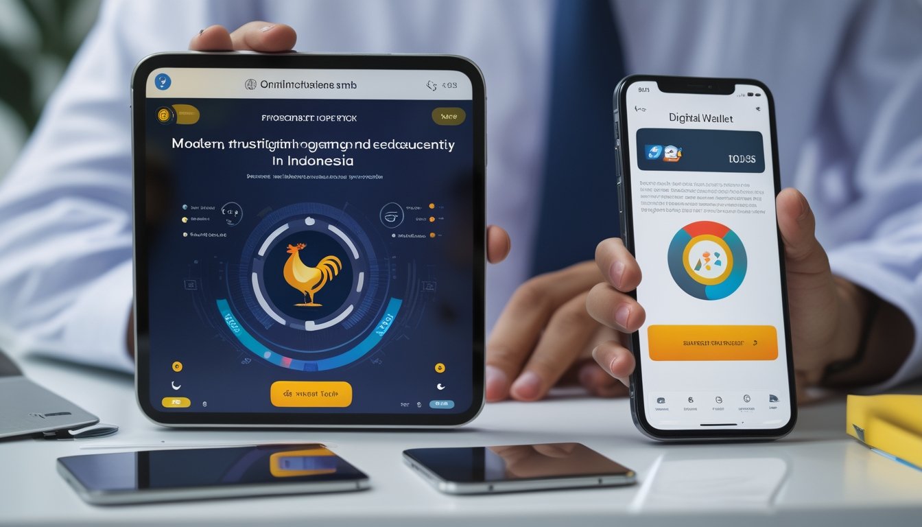 Seseorang menggunakan ponsel untuk mengakses layanan permainan digital dan pembayaran dompet elektronik.