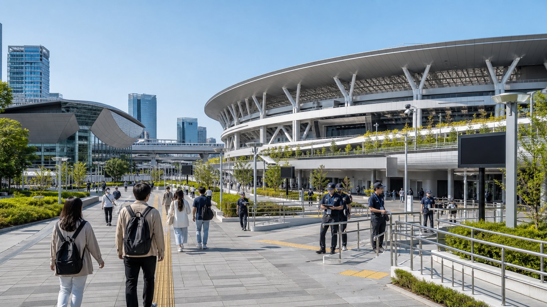 Kompleks stadion olahraga modern di Jepang sedang diperiksa sebagai persiapan penyelenggaraan ajang olahraga internasional.