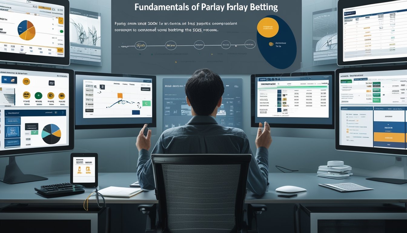 Seorang analis mempelajari kombinasi pertandingan olahraga, grafik peluang, dan perbandingan odds di meja kerja modern.
