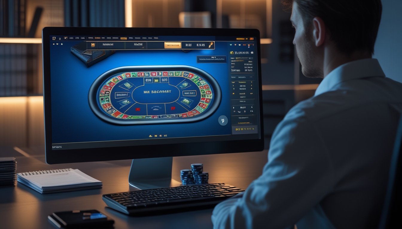 Seseorang mempelajari meja mini baccarat online dengan cermat sebelum memasang taruhan.