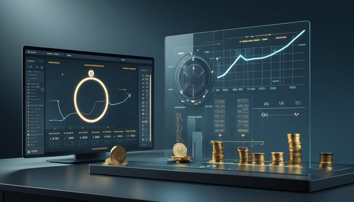 Ilustrasi analisis RTP, volatilitas, dan mekanisme permainan slot melalui grafik data serta elemen mesin permainan.