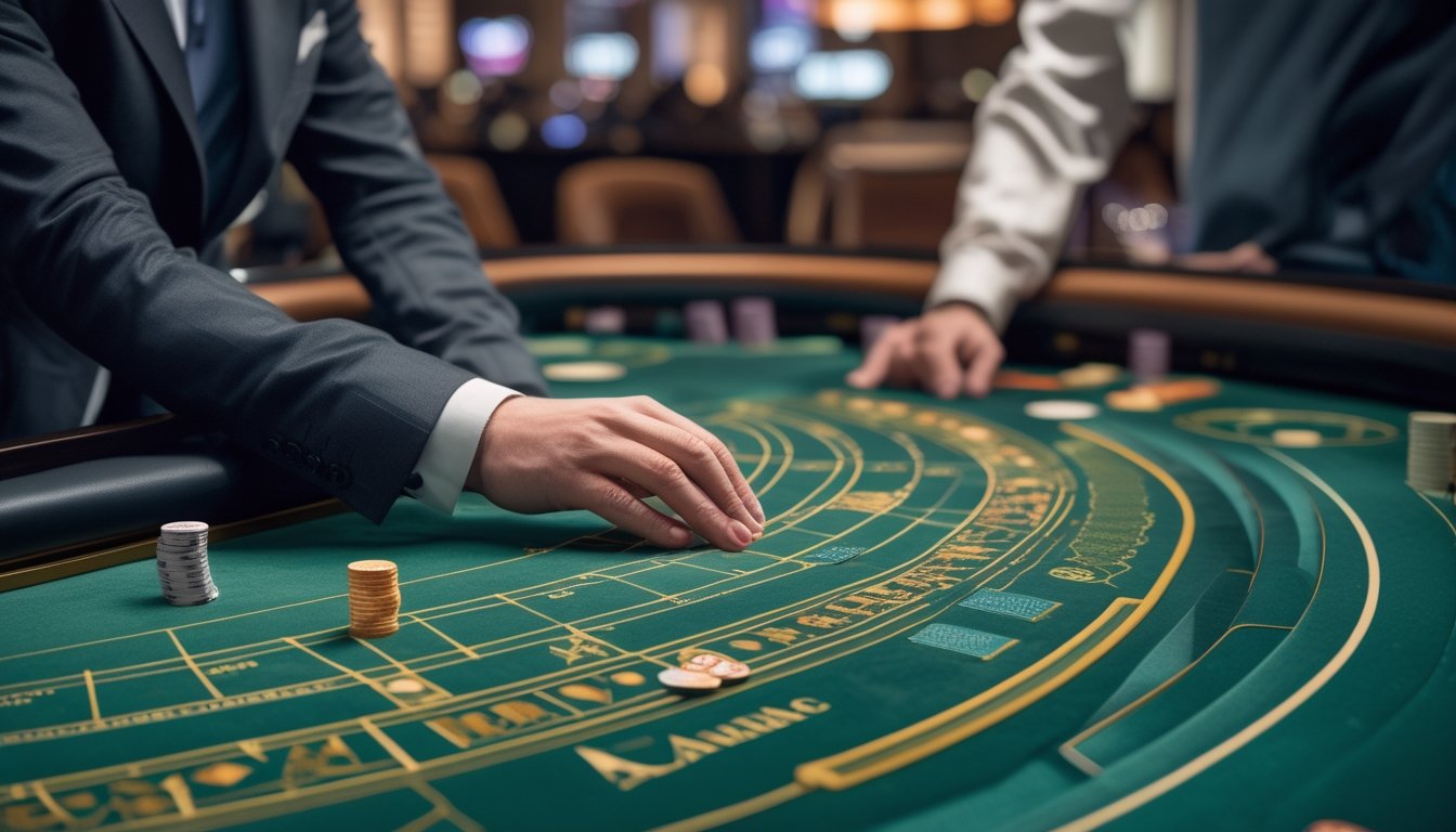 Pemain berhati-hati memusatkan perhatian pada taruhan utama di meja baccarat, sementara taruhan sampingan dibiarkan tidak tersentuh.