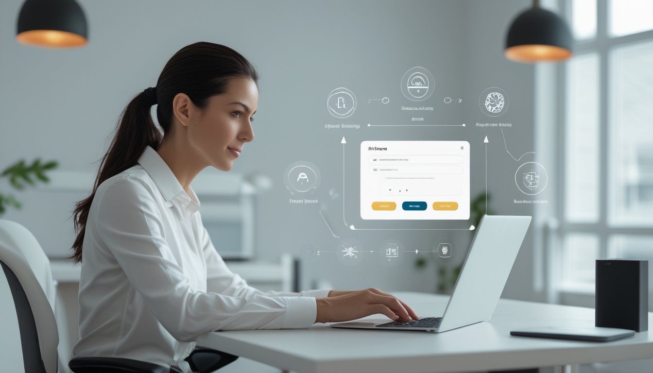 Pengguna sedang mendaftarkan akun kasino online melalui perangkat digital dengan simbol keamanan.