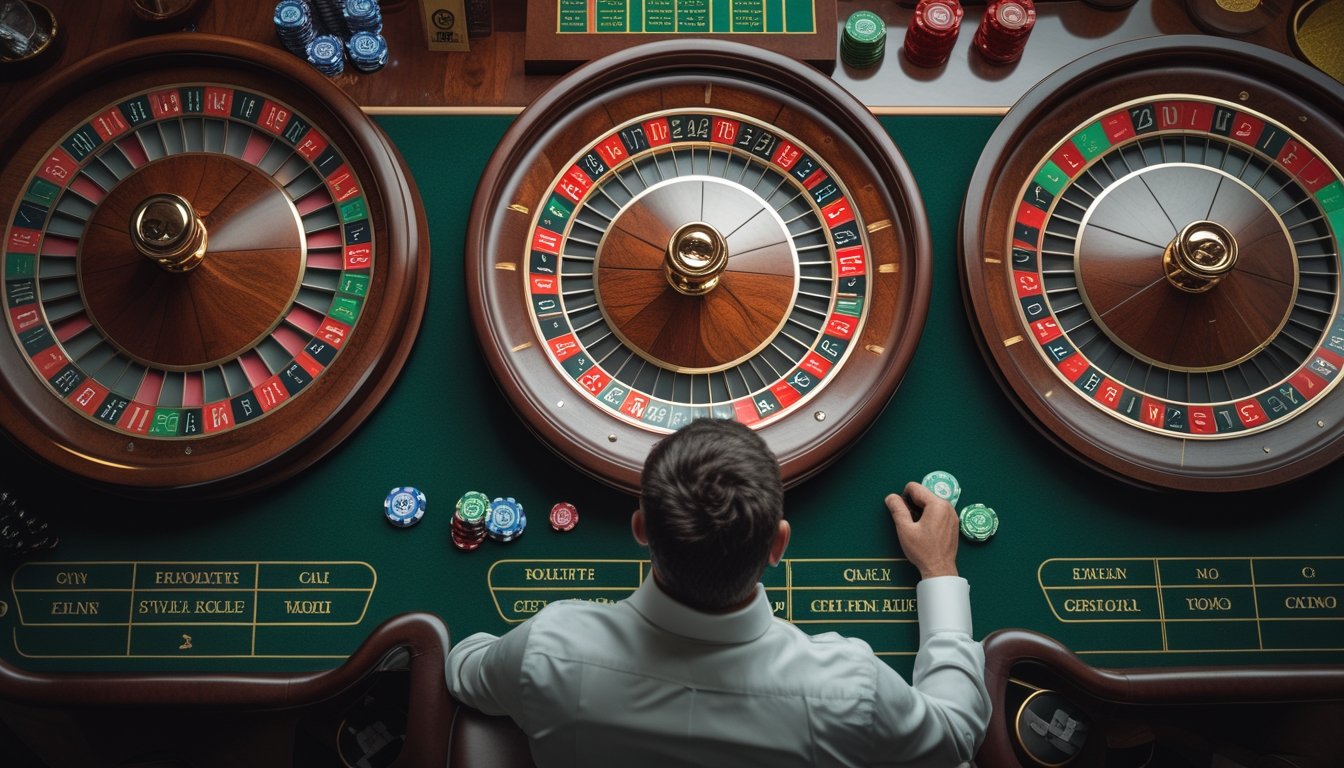 Perbandingan roda roulette Amerika dengan roda roulette varian lain di meja kasino.