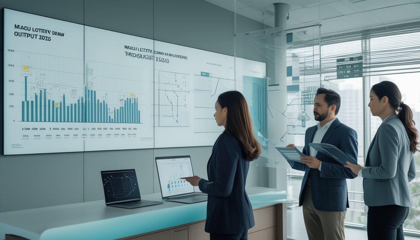 Tim analis memeriksa grafik dan visualisasi data di ruang kerja modern.