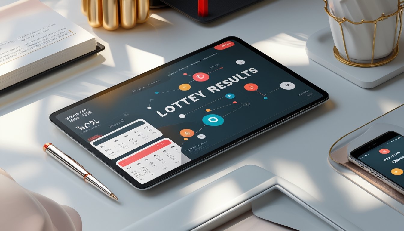 Tablet dan ponsel menampilkan grafik angka abstrak serta kalender di atas meja modern.