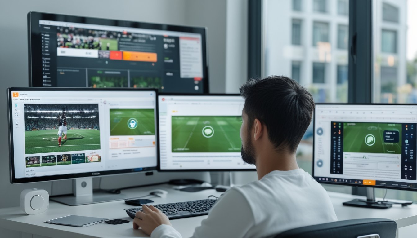 Penggemar olahraga membandingkan beberapa platform streaming legal untuk menonton pertandingan sepak bola.