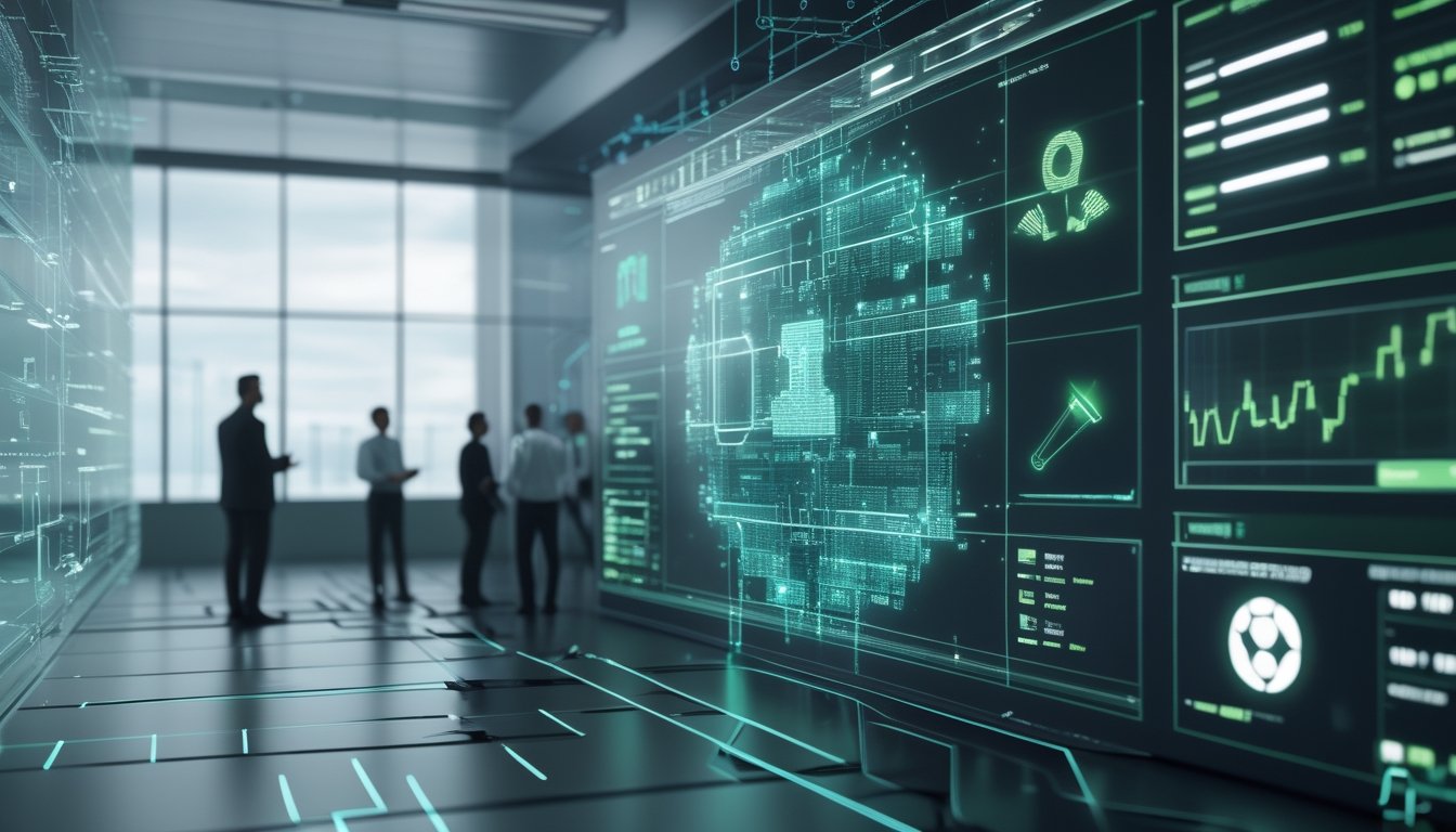 Profesional menganalisis jaringan blockchain aman yang terhubung dengan data olahraga digital.