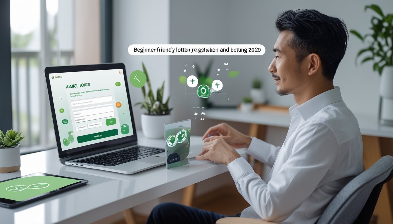 Orang dewasa menggunakan laptop dan ponsel untuk mendaftar serta mengakses akun togel online di ruang kerja rumah.