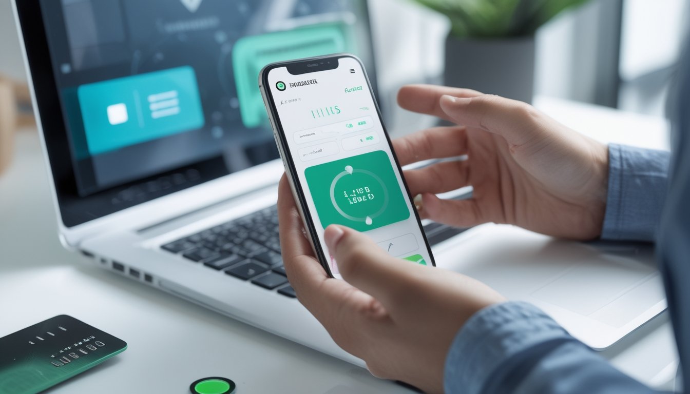 Seseorang menggunakan ponsel dengan dompet digital untuk melakukan pembayaran secara online.