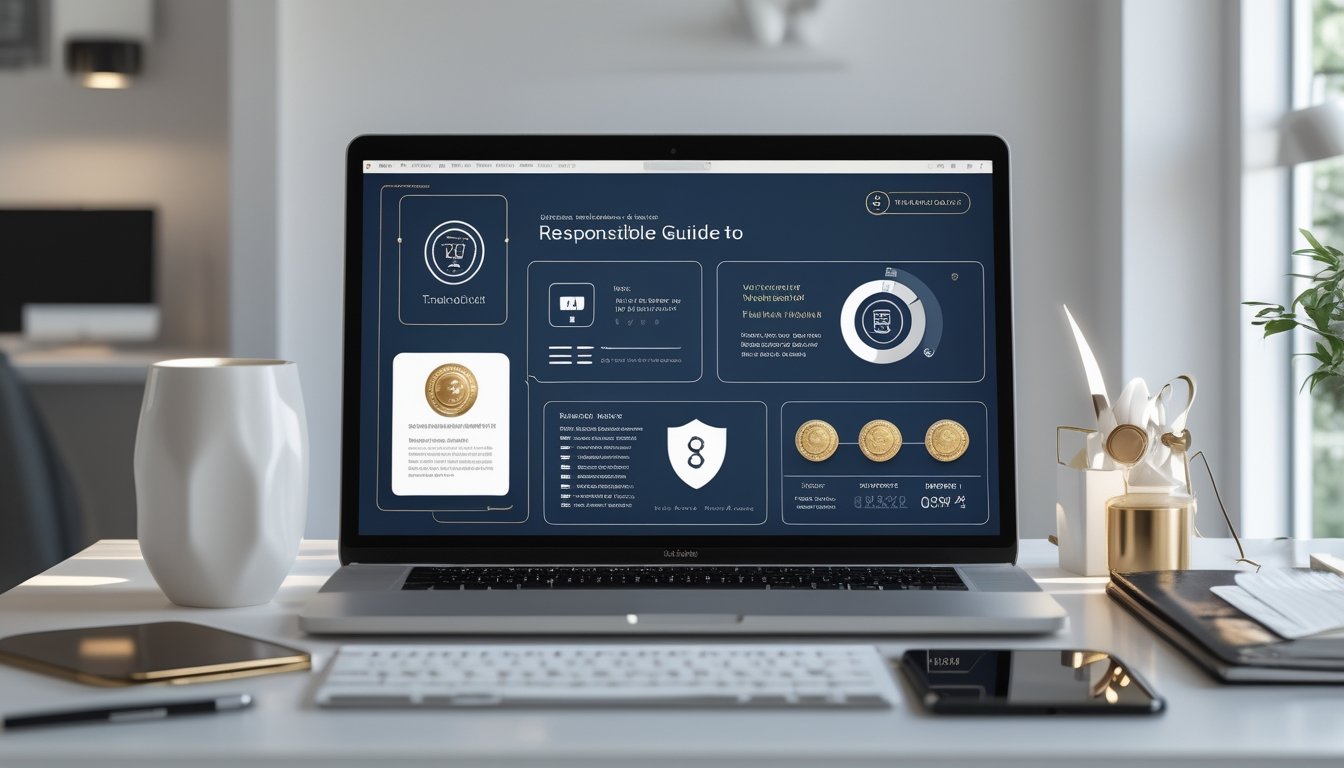 Seseorang meninjau informasi keamanan dan verifikasi platform kasino online melalui laptop di ruang kerja modern.