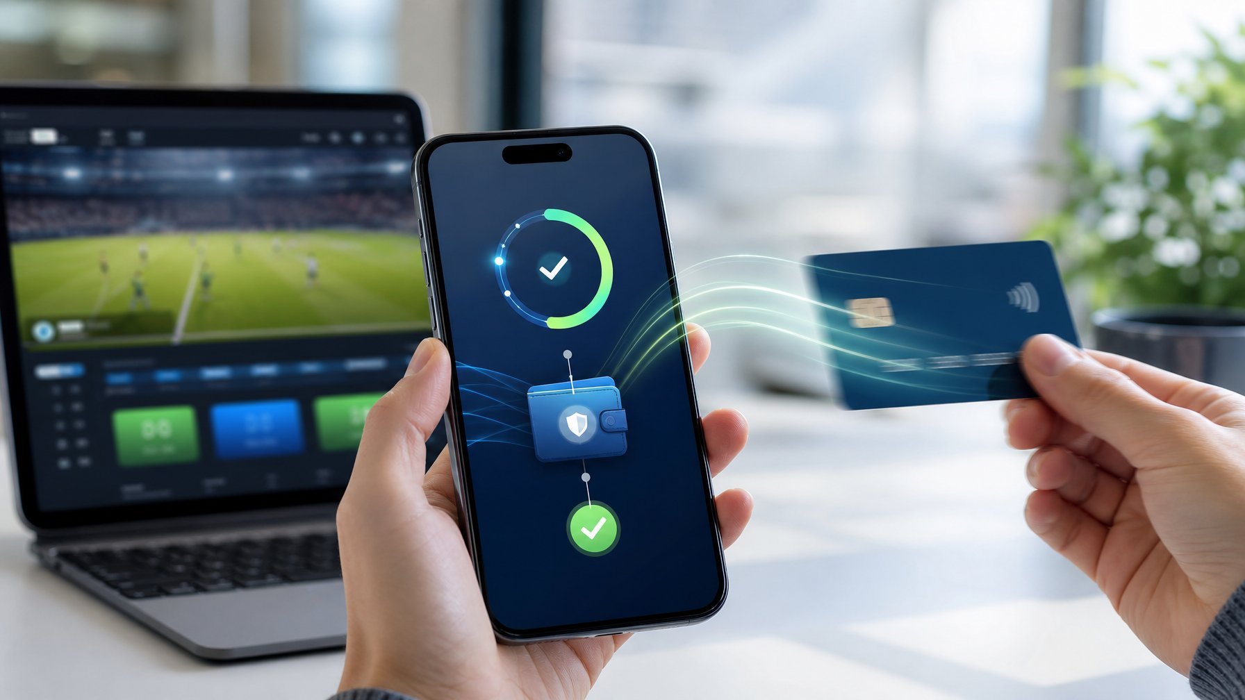 Seseorang menggunakan ponsel untuk menyelesaikan proses penarikan dana digital dengan cepat.