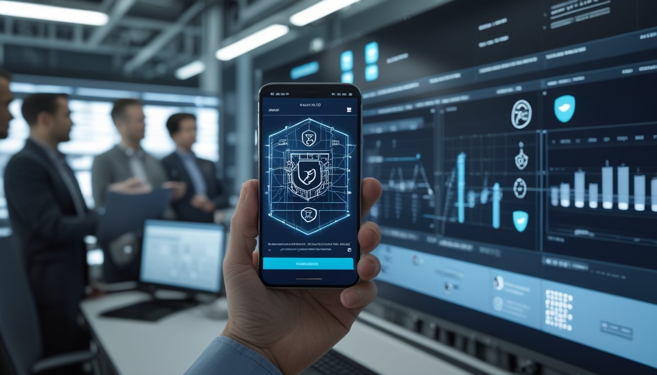 Tim analis keamanan siber memantau tren transaksi pembayaran digital pada layar di ruang kerja modern.