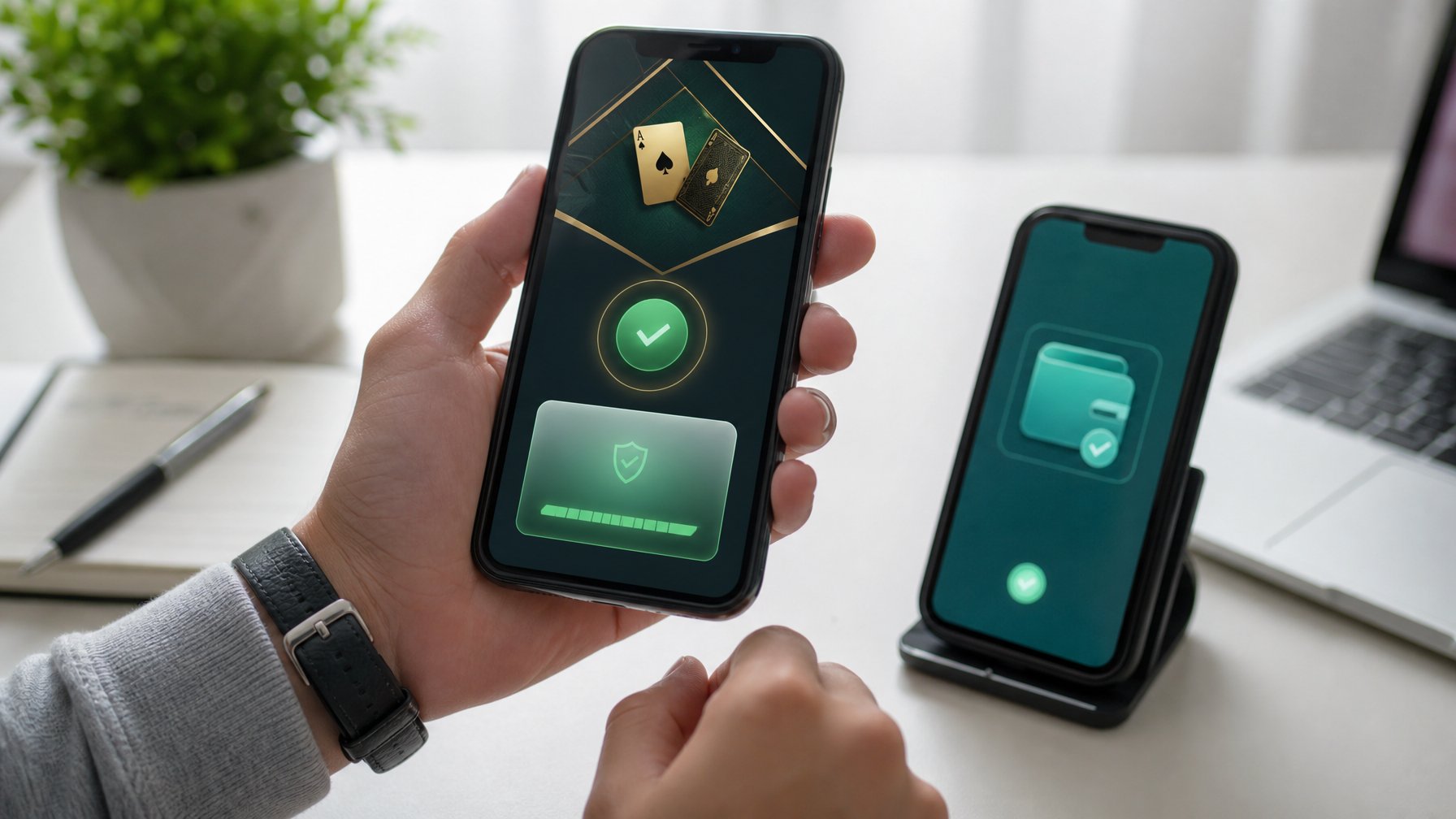 Seseorang menggunakan ponsel untuk melakukan pembayaran pulsa pada platform baccarat digital.