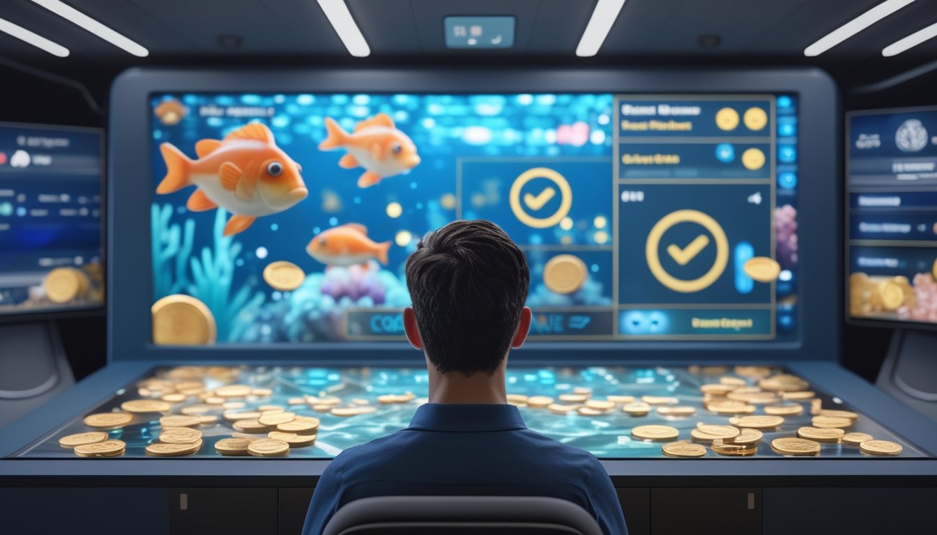 Seseorang membandingkan platform permainan tembak ikan 3D yang aman melalui perangkat digital.