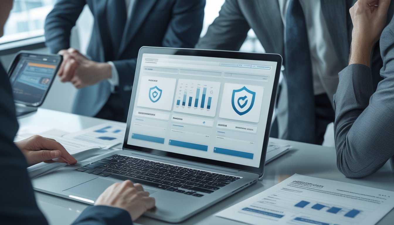 Profesional memeriksa dokumen lisensi dan kepatuhan pada platform taruhan online.