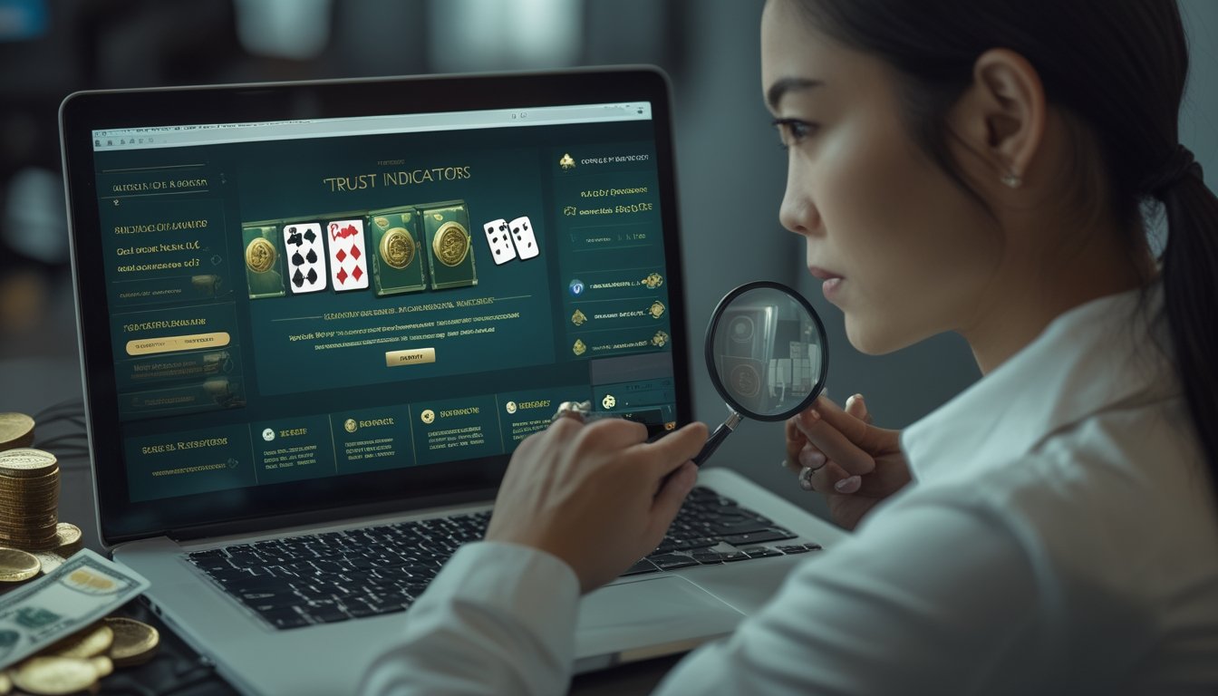 Seorang analis profesional memeriksa kredibilitas situs blackjack online menggunakan laptop dan ponsel.