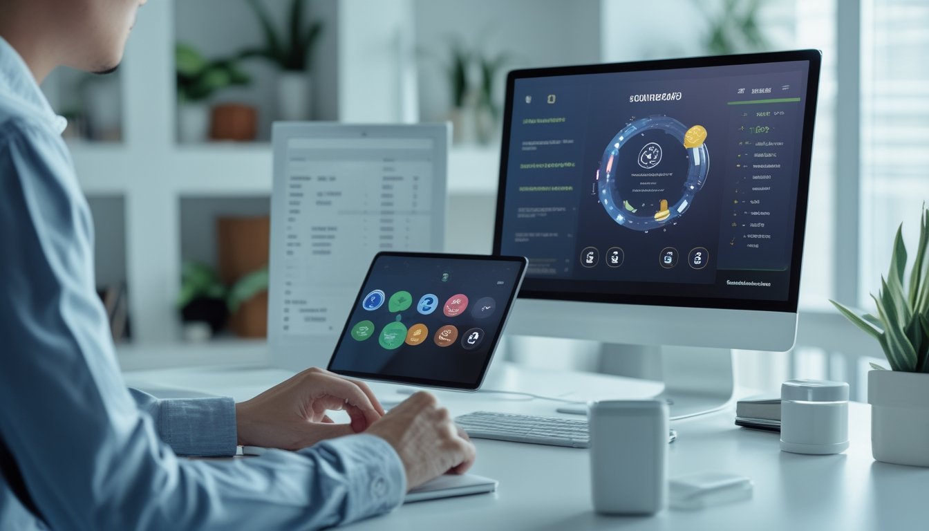 Seseorang memeriksa keamanan dan kredibilitas platform taruhan melalui laptop di ruang kerja modern.