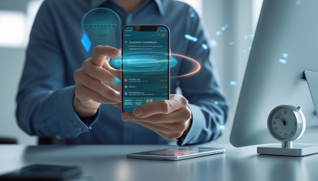 Seseorang menggunakan ponsel untuk menyelesaikan penarikan dana digital dengan cepat.