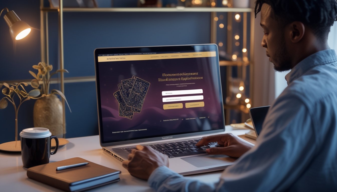 Seseorang mendaftarkan akun hiburan online melalui laptop di meja kerja modern.