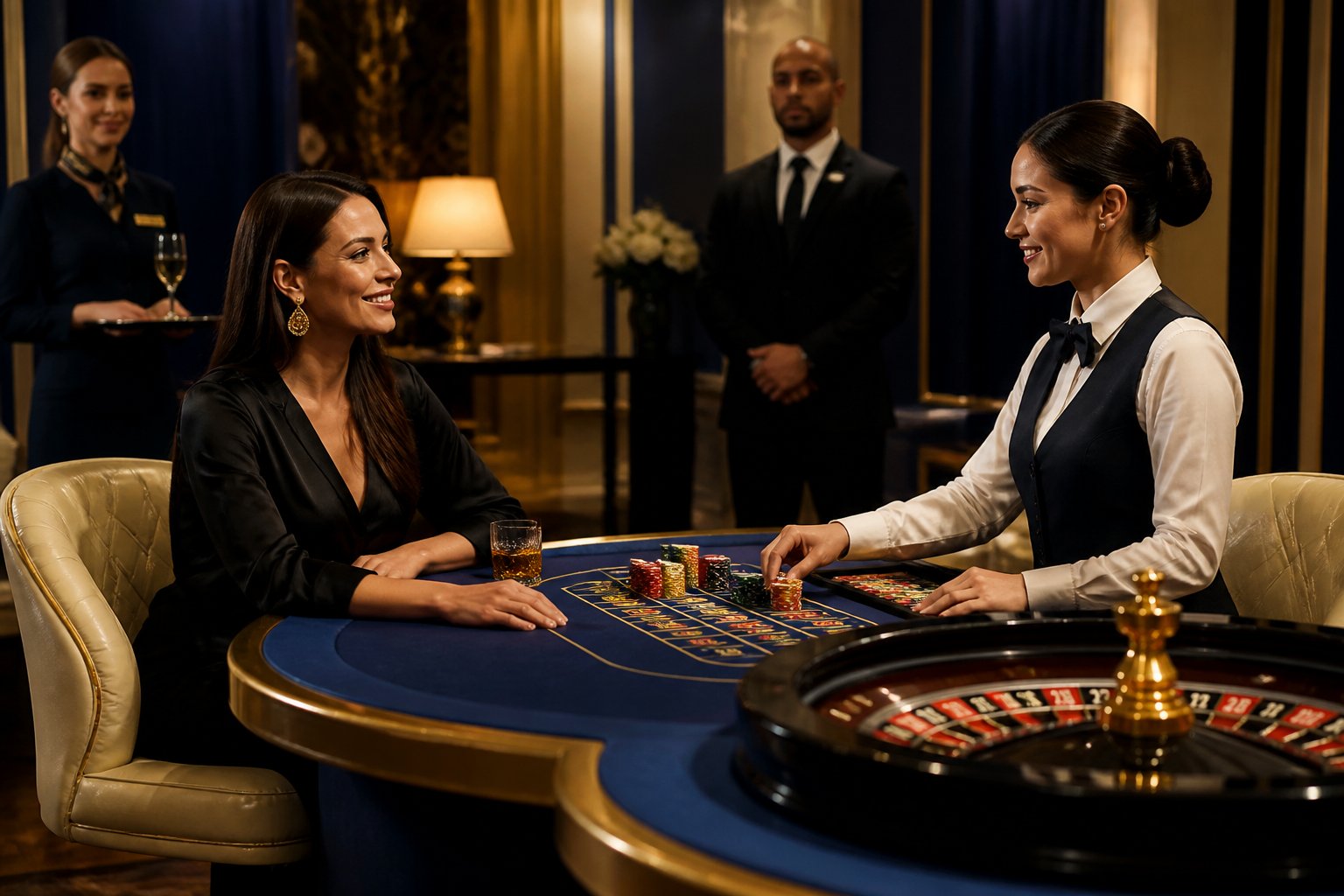 Pemain VIP menikmati layanan premium di meja live casino bersama dealer profesional.