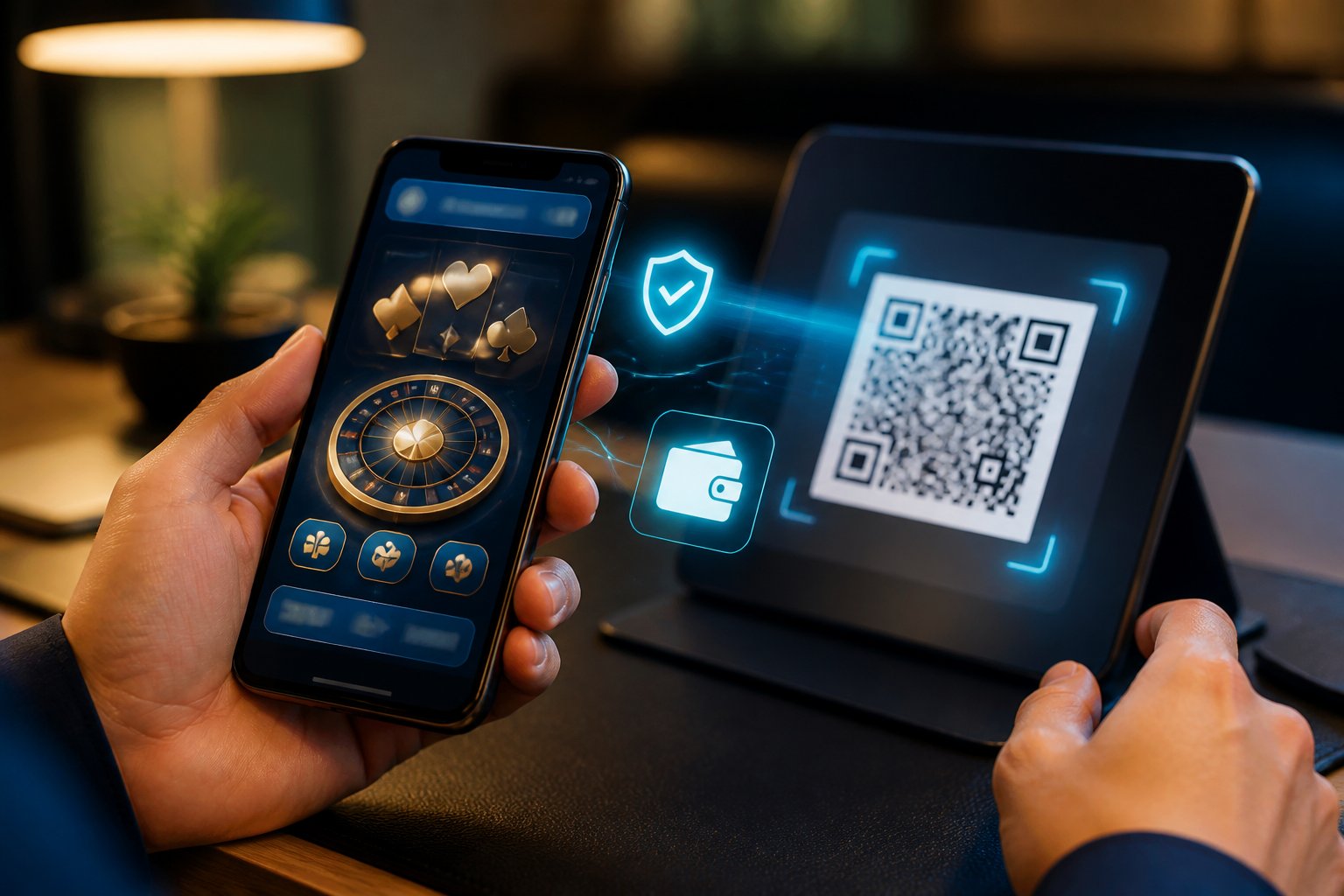 Seseorang memindai kode QR dengan ponsel untuk melakukan deposit saldo melalui dompet digital.