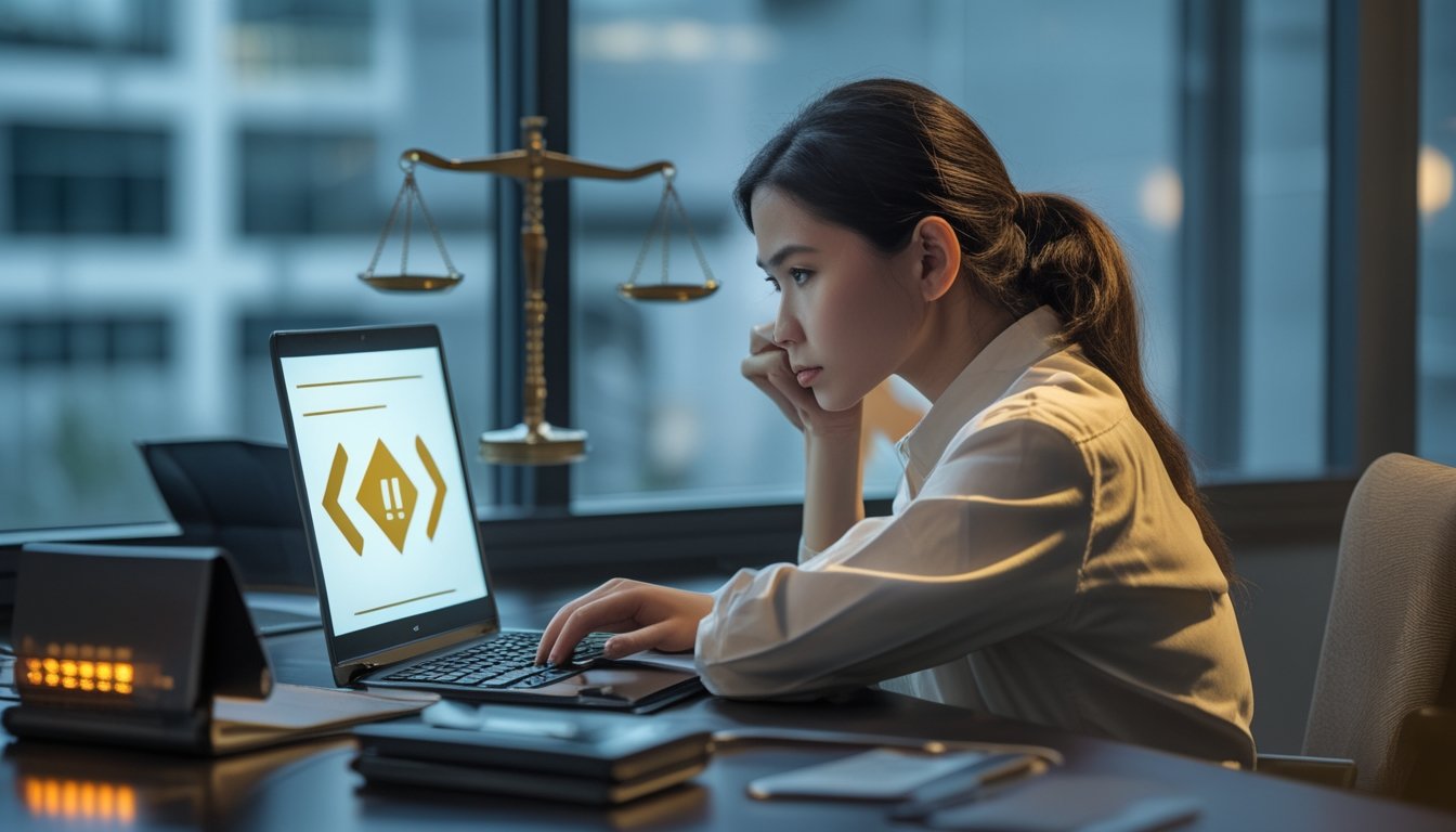 Orang dewasa Indonesia menilai risiko hukum dan keuangan saat menggunakan laptop di kantor.