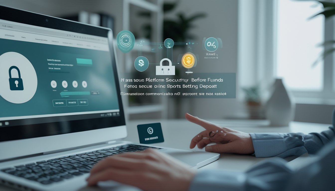 Seseorang memeriksa keamanan platform pembayaran melalui laptop dan ponsel dengan simbol gembok serta verifikasi akun.