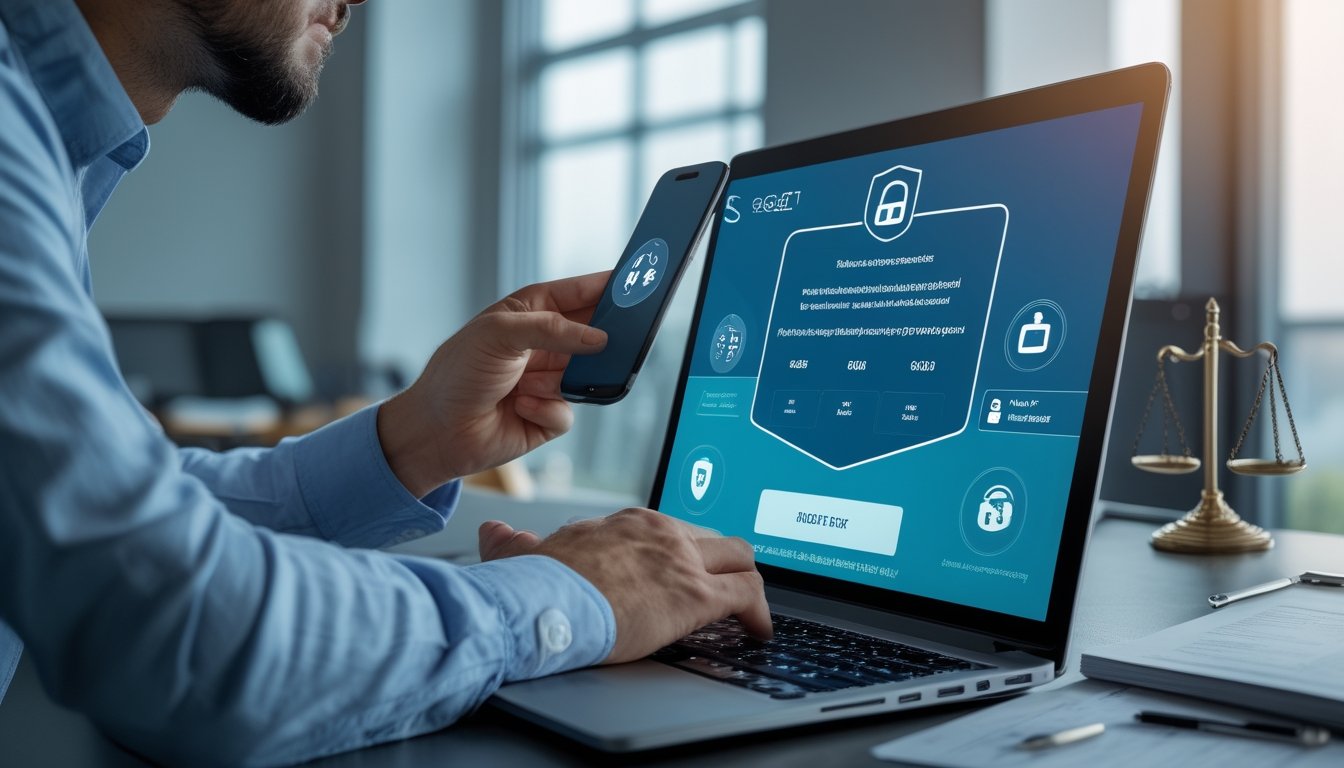 Seseorang memeriksa keamanan dan kredibilitas platform taruhan olahraga melalui laptop dan ponsel.